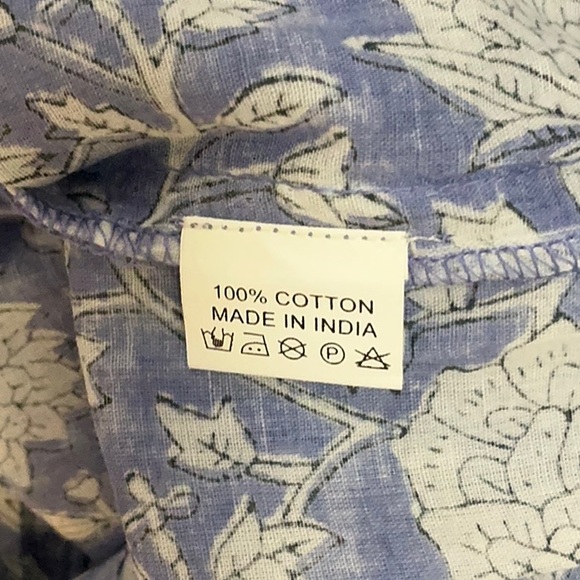 NWT Dolma Midi Dress blue ivory cotton print flowy bohemian L XL cool comfy - Picture 8 of 12